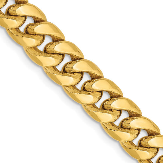 14k Yellow Gold 7.3mm Semi-Solid Miami Cuban Chain Necklace