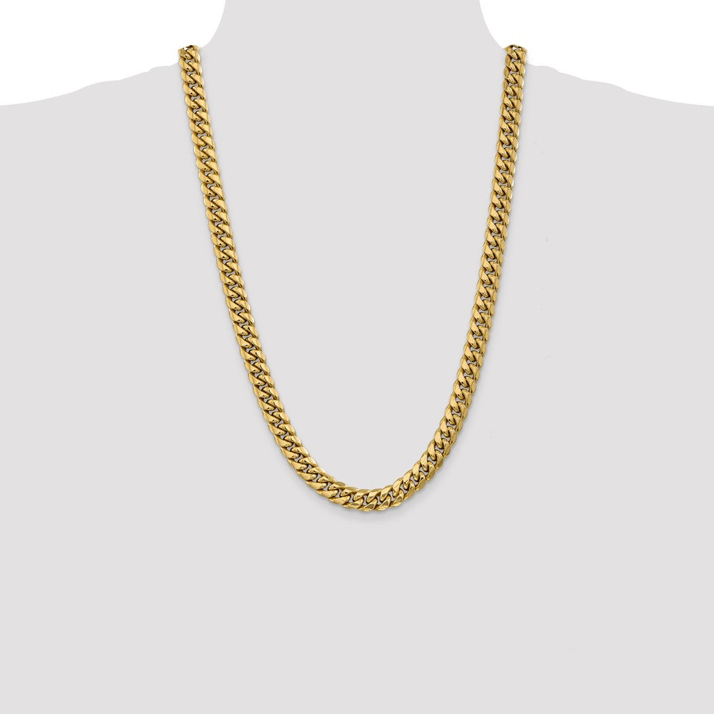 14k Yellow Gold 9.3mm Semi-Solid Miami Cuban Chain Necklace
