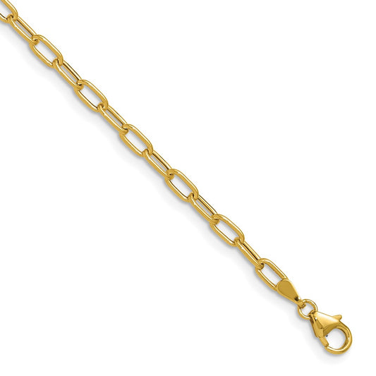 14k Yellow Gold 3.0mm Semi-Solid Paperclip Chain Necklace