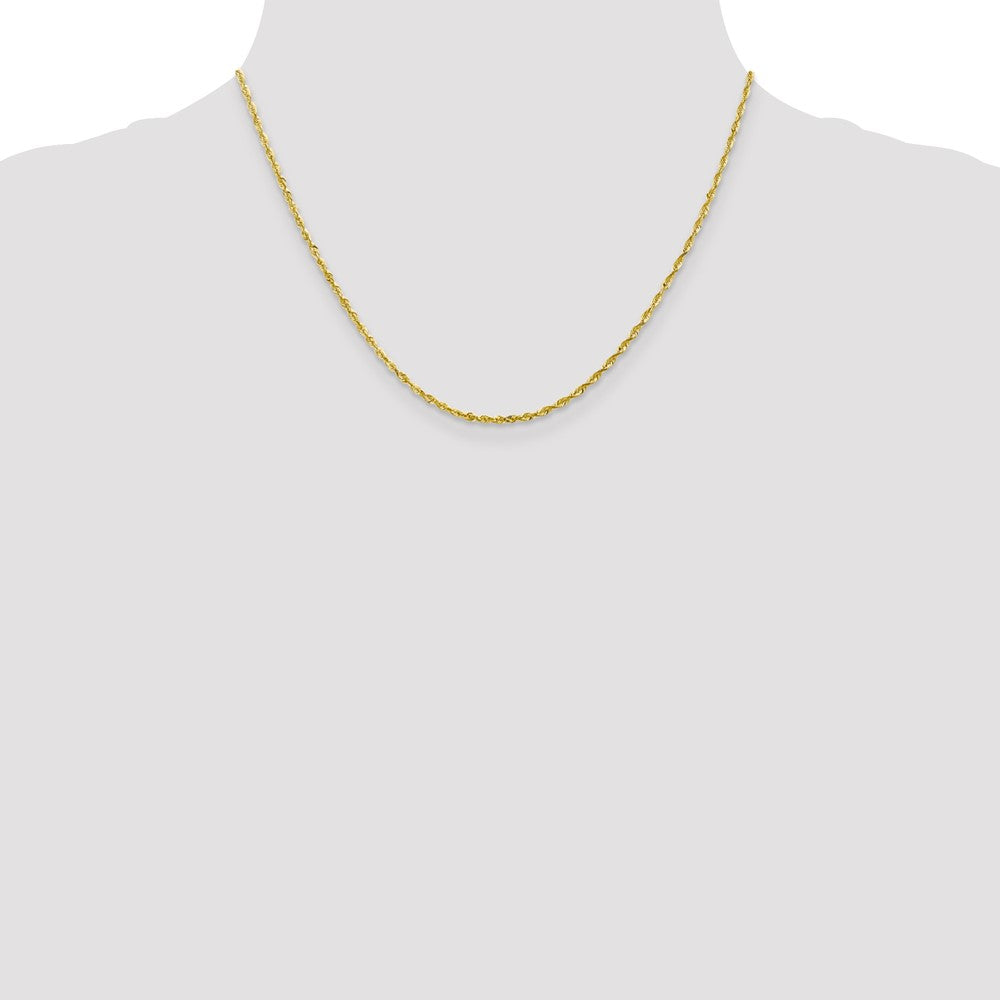 10k Yellow Gold 2mm Diamond-Cut Lightweight Rope Chain Necklace