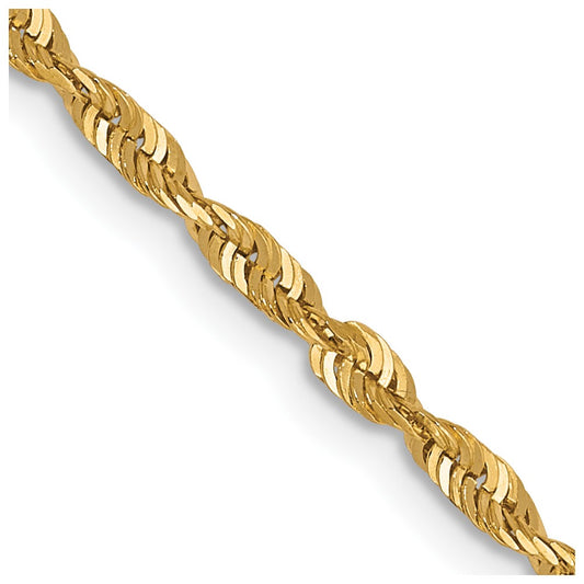 10k Yellow Gold 2mm Diamond-Cut Lightweight Rope Chain Necklace