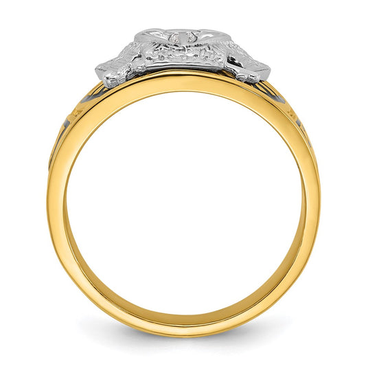 10k Two-tone Gold Black Enamel and Diamond 32nd Degree Scottish Rite Masonic Ring