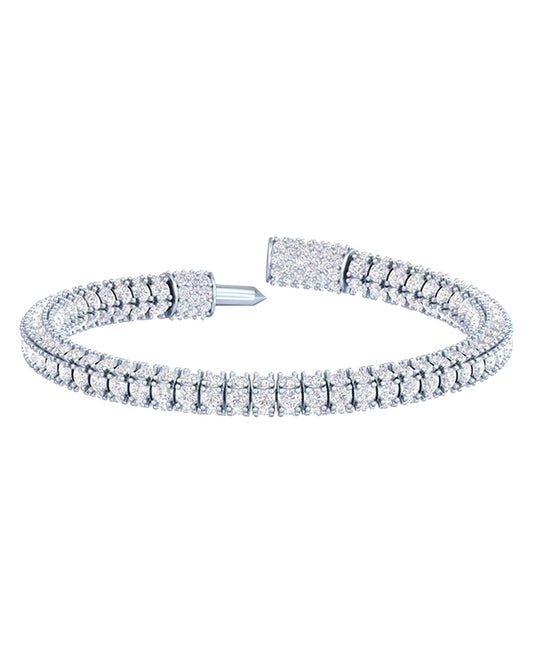 14k White Gold Round Cut Lab Grown Diamond Fancy Tennis Bracelet VS Clarity, E-F Color