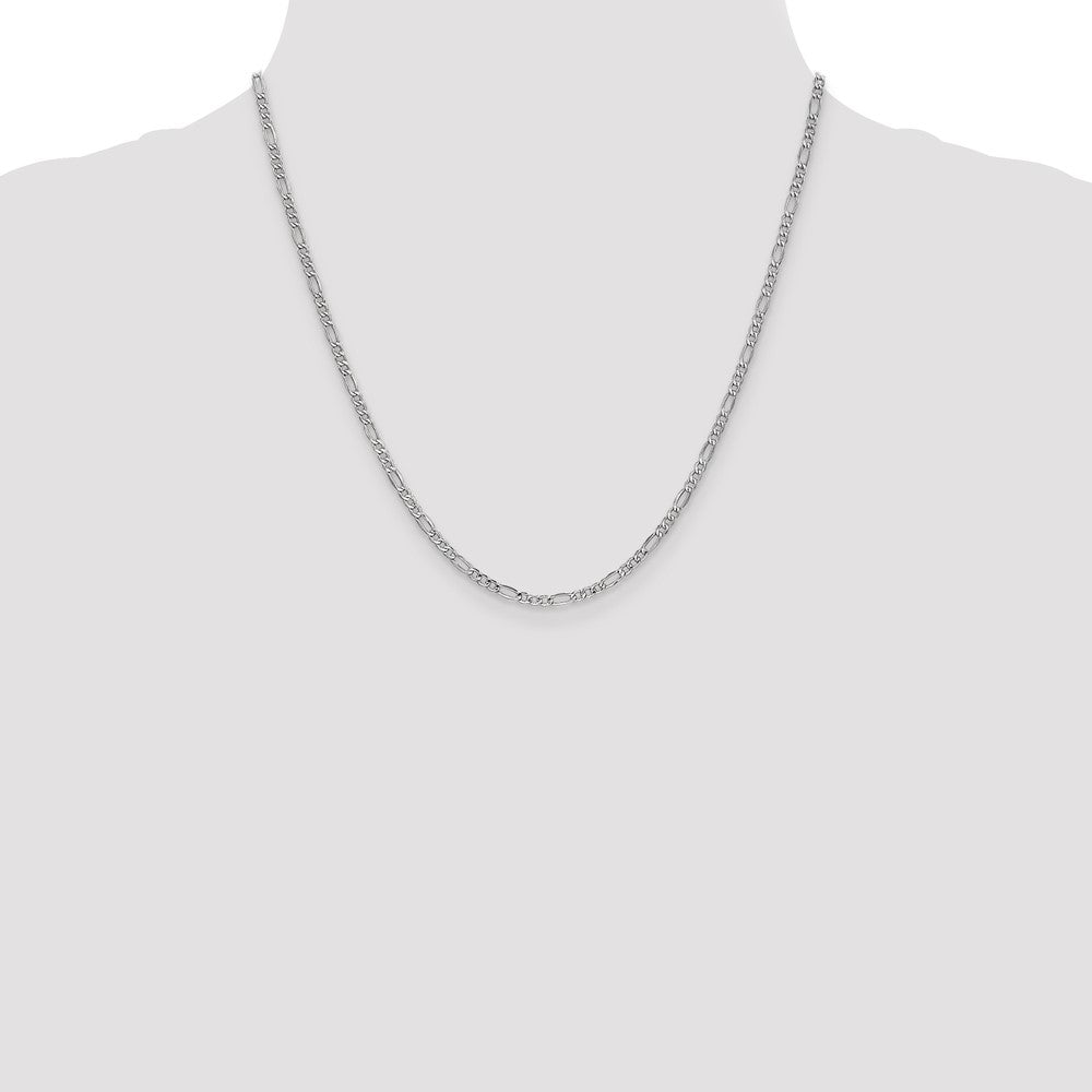 14K White Gold 2.5mm Semi-Solid Figaro Chain Necklace