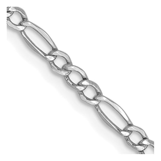 14K White Gold 2.5mm Semi-Solid Figaro Chain Necklace