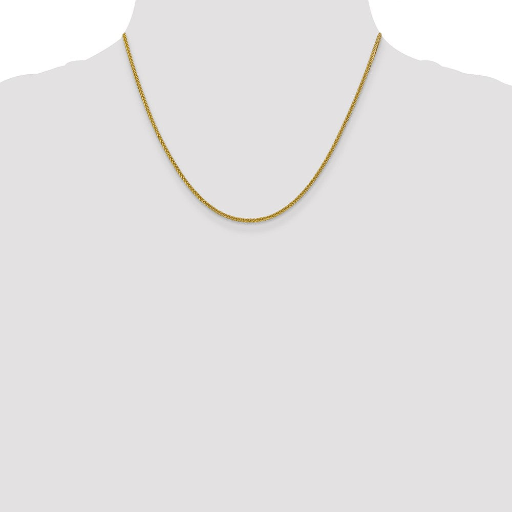 14k Yellow Gold 2mm Semi-Solid 3-Wire Wheat Chain Necklace