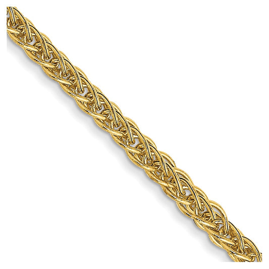 14k Yellow Gold 2mm Semi-Solid 3-Wire Wheat Chain Necklace