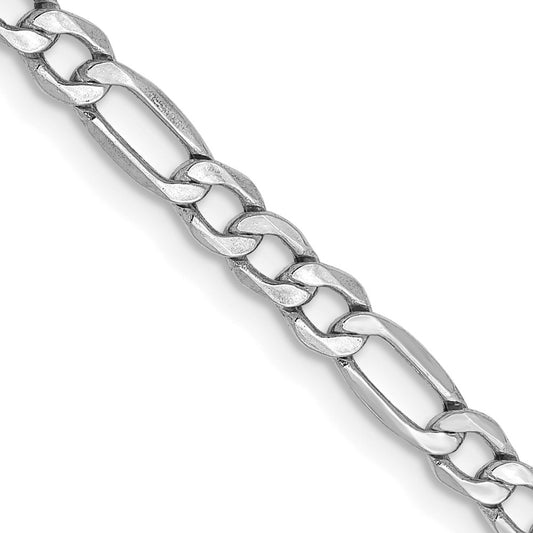 14K White Gold 3.5mm Semi-Solid Figaro Chain Necklace