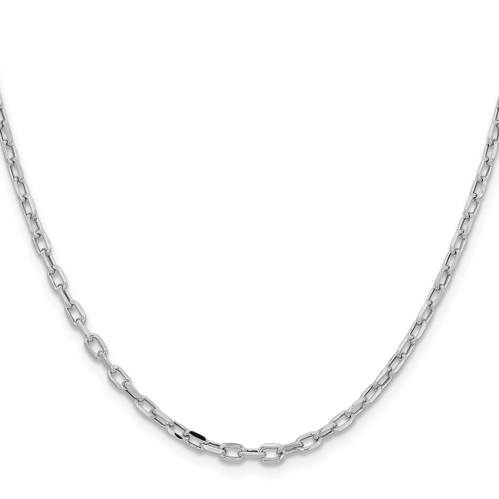 14k White Gold 3mm Semi-solid Diamond-Cut Open Link Cable Chain Necklace