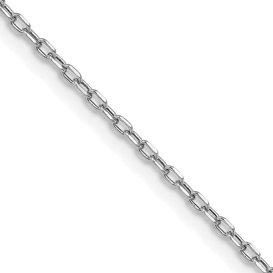 14k White Gold 3mm Semi-solid Diamond-Cut Open Link Cable Chain Necklace