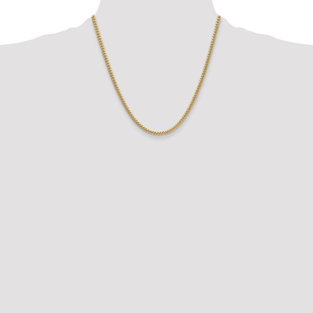 14k Yellow Gold 3.5mm Semi-Solid Miami Cuban Chain Necklace