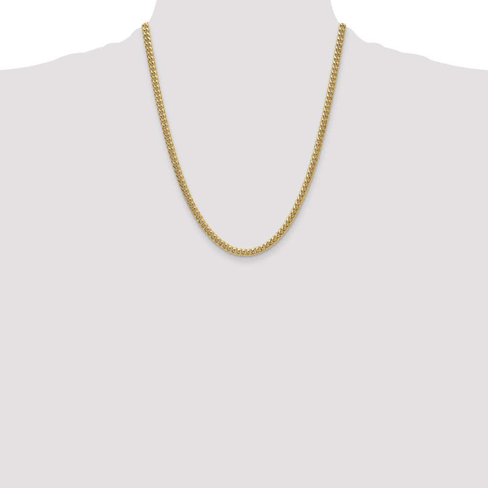 14k Yellow Gold 4.5mm Semi-Solid Miami Cuban Chain Necklace