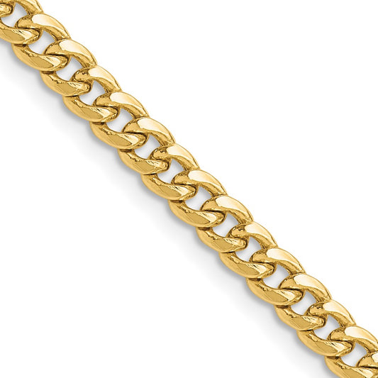 14k Yellow Gold 4.5mm Semi-Solid Miami Cuban Chain Necklace