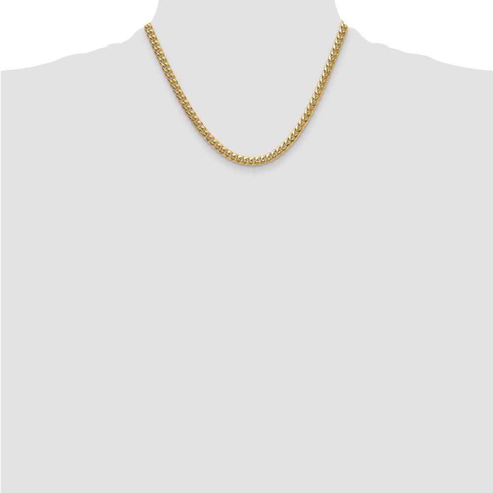 14k Yellow Gold 5.25mm Semi-Solid Miami Cuban Chain Necklace