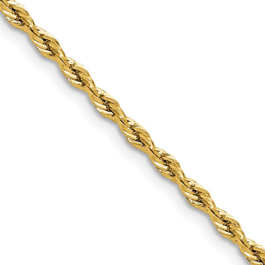 14ky 2.5mm Semi-Solid Rope Chain Necklace