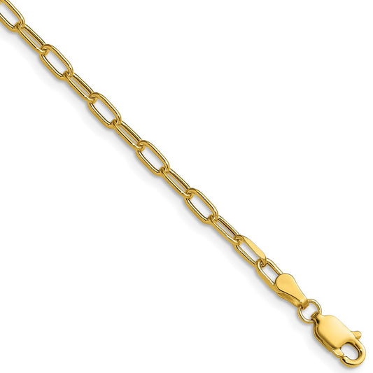 14k Yellow Gold 3.0mm Semi-Solid Beveled Paperclip Chain Necklace