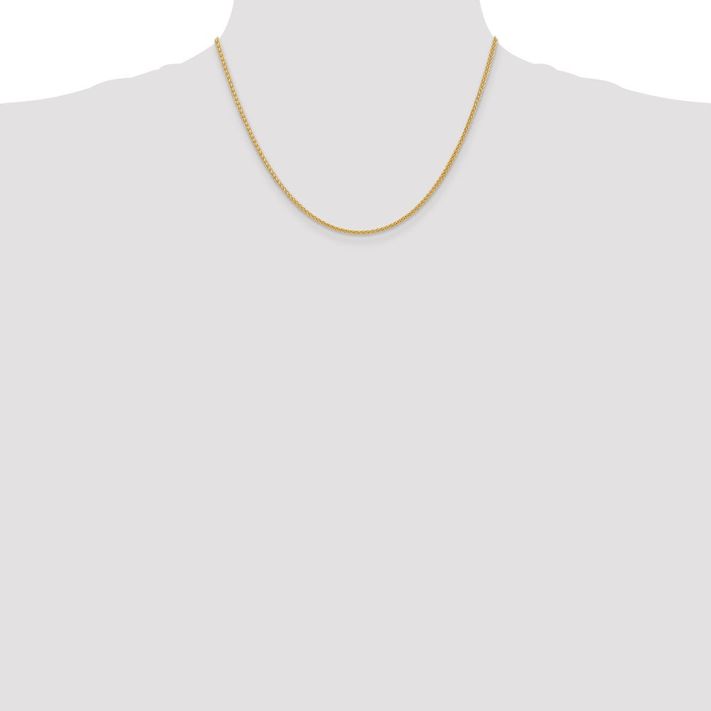 14k Yellow Gold 2mm Semi-Solid Wheat Chain Necklace