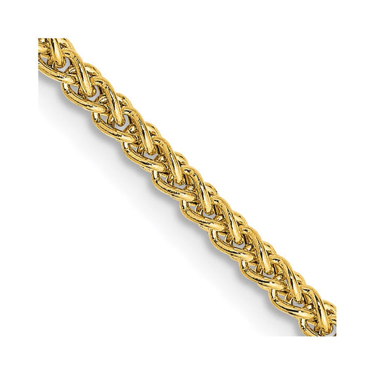 14k Yellow Gold 2mm Semi-Solid Wheat Chain Necklace