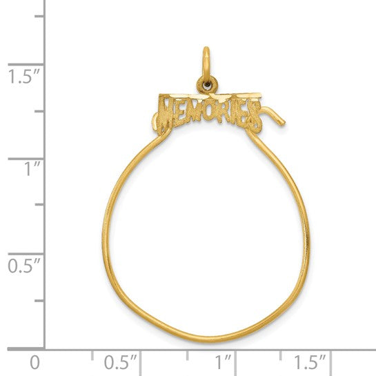 14k Yellow Gold MEMORIES Charm Holder Pendant L-35 mm, W-22 mm