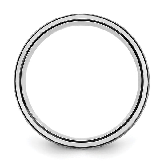 Cobalt Polished with Hammered Black IP-plated Center 8mm Band Ring