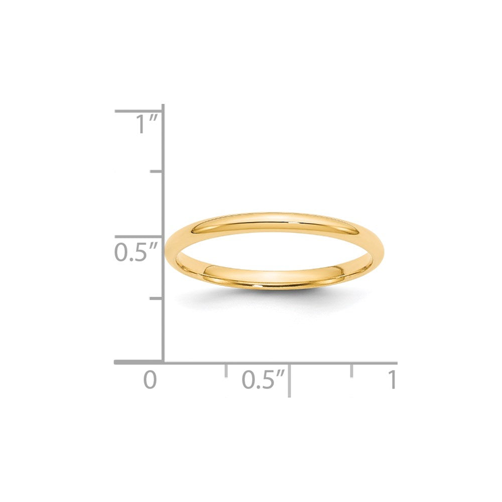 14k Yellow Gold 2mm Lightweight Comfort Fit Wedding Band Ring