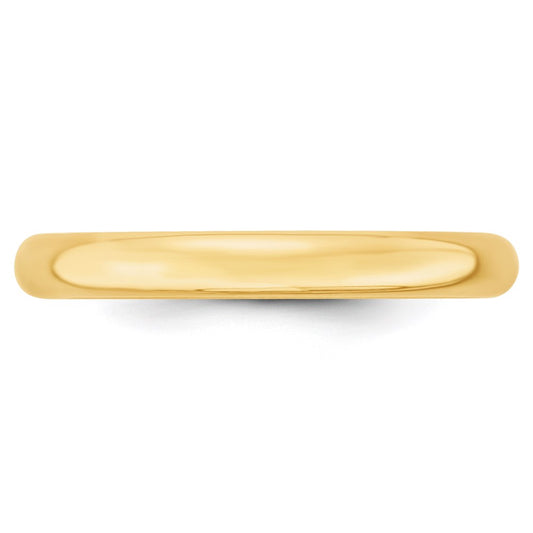 14k Yellow Gold 3mm Lightweight Comfort Fit Wedding Band Ring