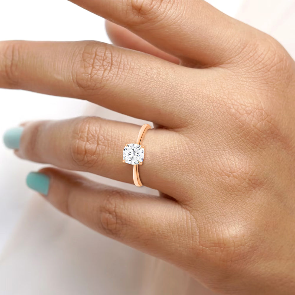 IGI Certified Lab Grown Diamond Solitaire Engagement Ring 14k Rose Gold Clarity- VS, Color- EFG