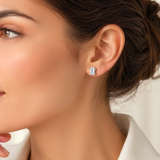 Solitaire Lab Grown Diamond Stud Earrings 14k White Gold VS Clarity, E-F Color with Post Butterfly