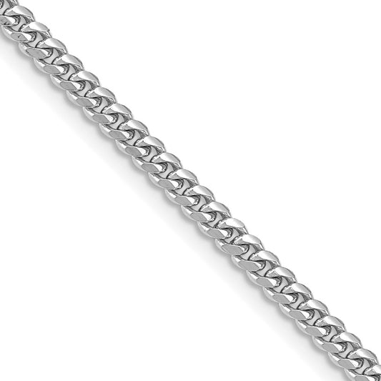 14k White Gold 3.5mm Solid Miami Cuban Chain Necklace