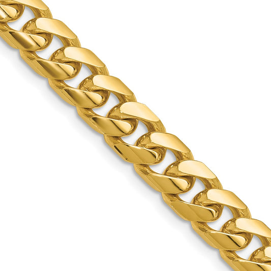 14k Yellow Gold 8mm Solid Miami Cuban Chain Necklace