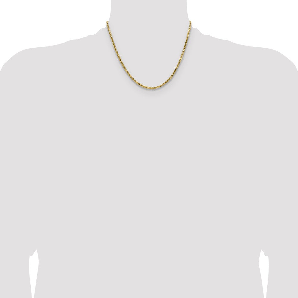 14k Yellow Gold 2.5mm Semi Solid Diamond-cut Rope Chain Necklace