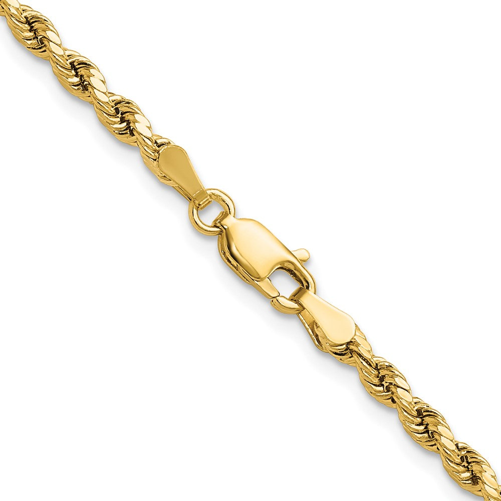 14k Yellow Gold 3mm Semi Solid Diamond-cut Rope Chain Necklace
