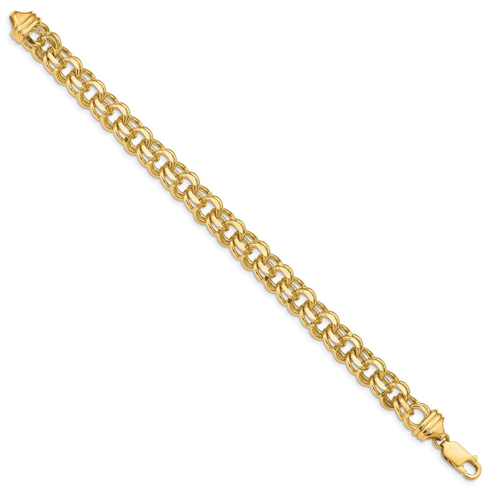 14k Yellow Gold 8.5mm Diamond-cut Solid Heavy Double Link Bracelet 7"