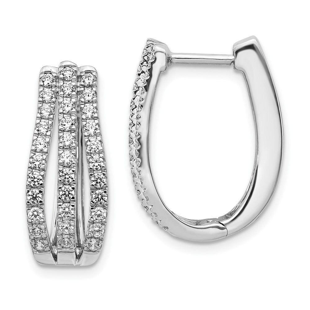 14k White Gold 1 carat Lab Grown Diamond Hinged Hoop Earrings VS/SI, G