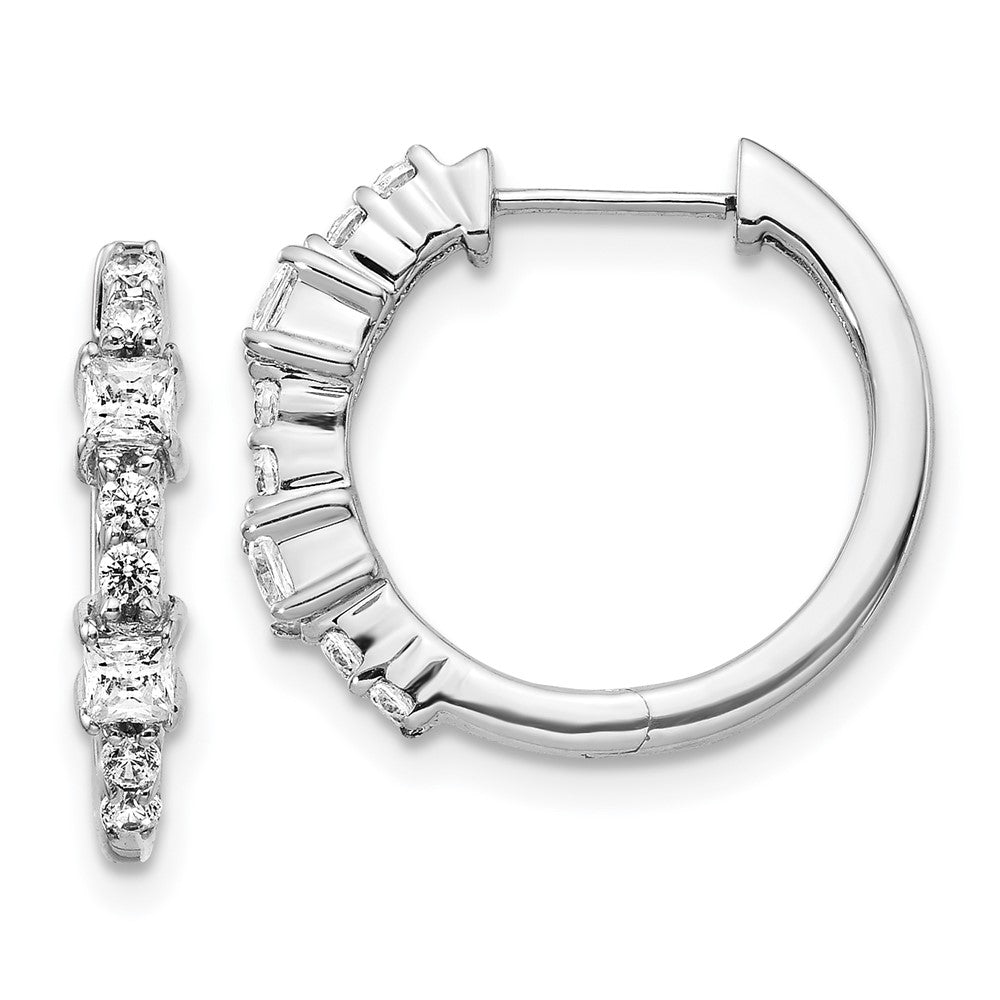 14k White Gold 1/2 Ct Diamond Hinged Hoop Earrings