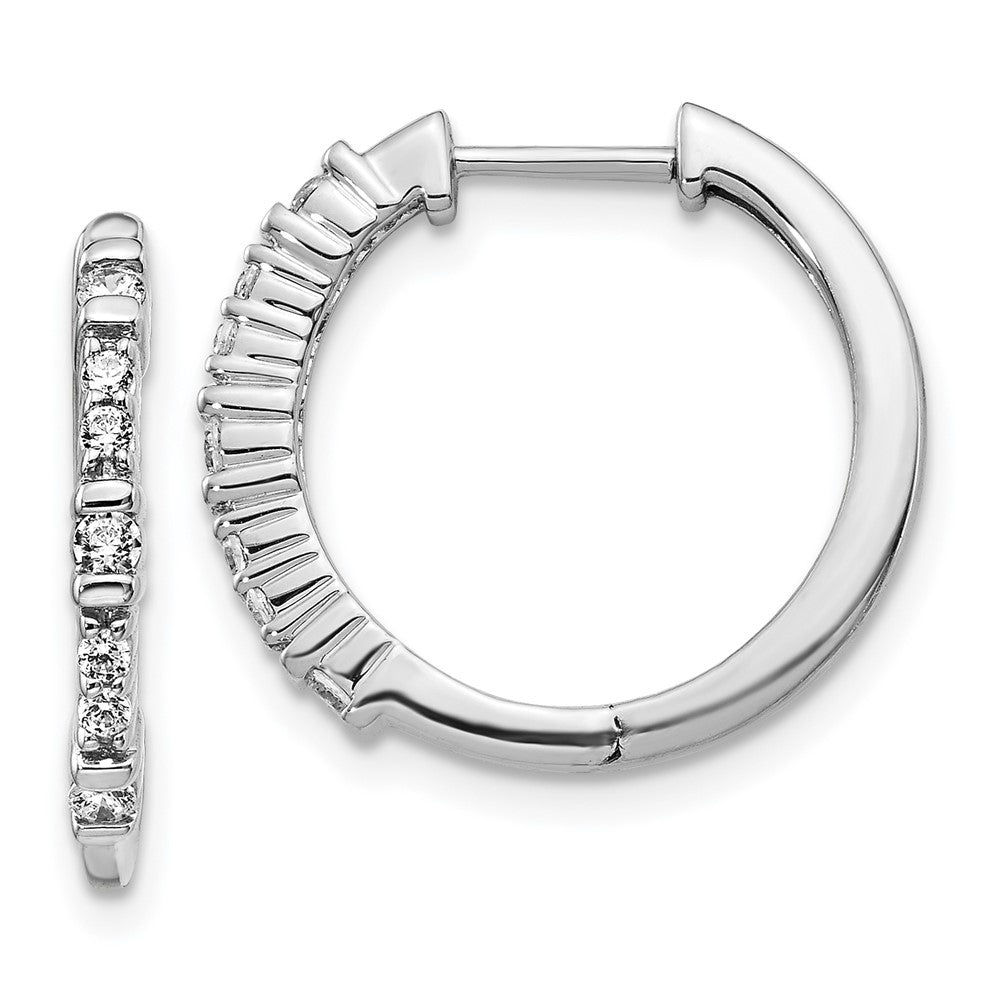 14k White Gold 0.25 Carat Diamond Hinged Hoop Earrings
