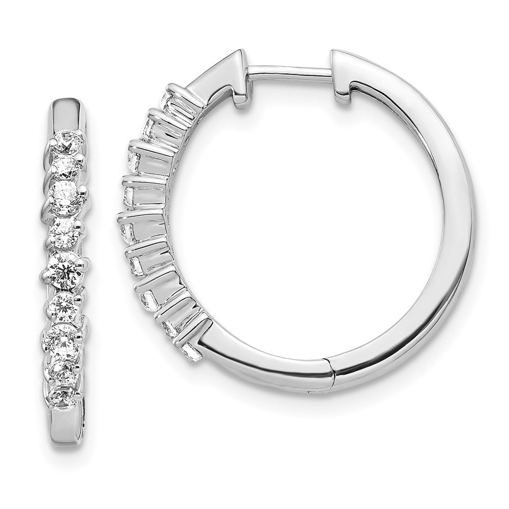 14k White Gold Diamond Hinged Hoop Earrings