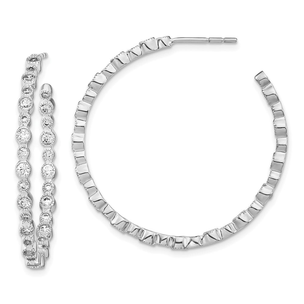 14k White Gold 1 1/2 carat Lab Grown Diamond Circle Bezel Hoop Earrings VS/SI, G