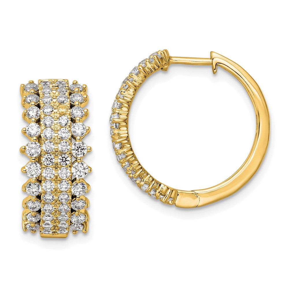 14k Yellow Gold 2 carat Lab Grown Diamond Hinged Hoop Earrings VS/SI, G
