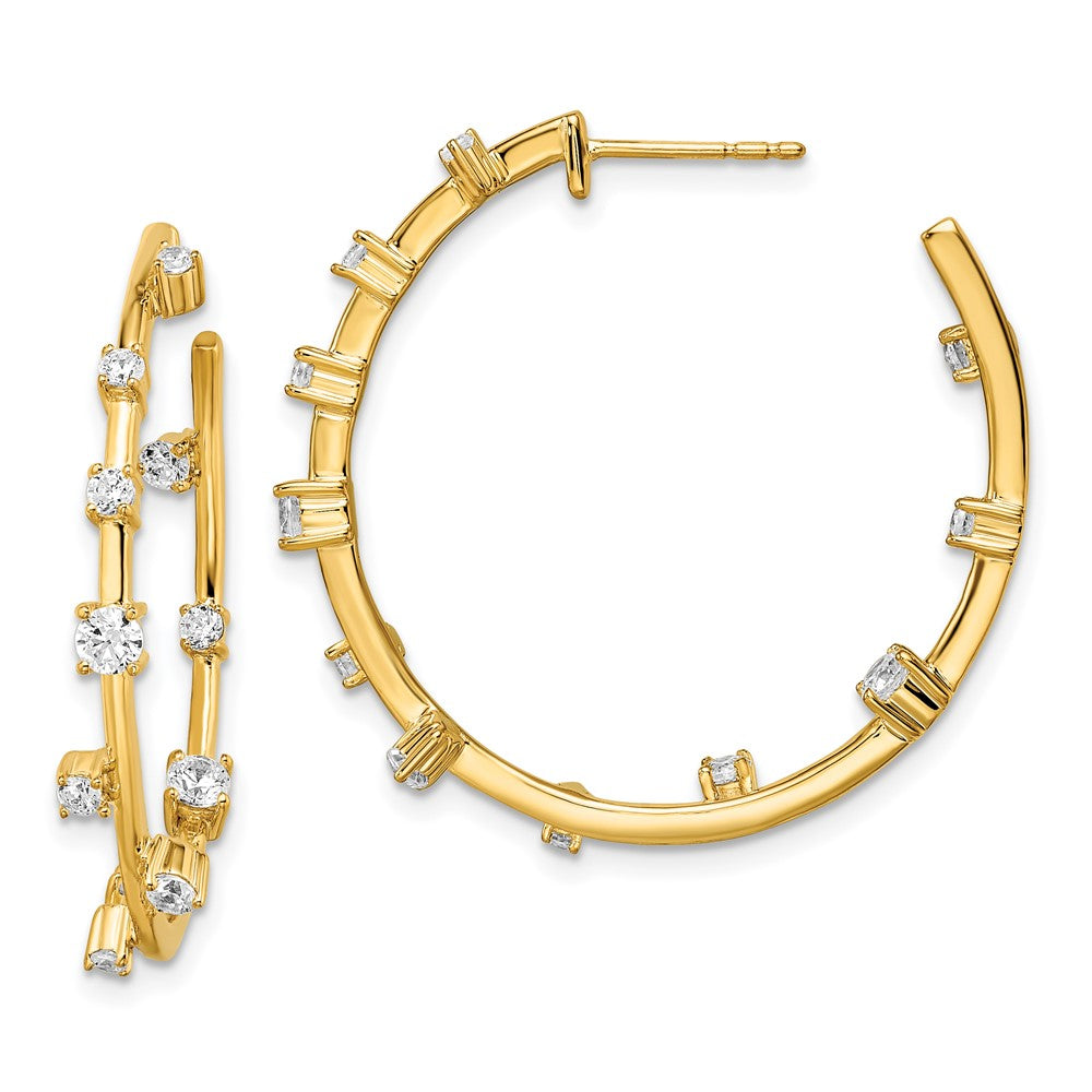 14k Yellow Gold 1 carat Lab Grown Diamond Hoop Earrings VS, D-E