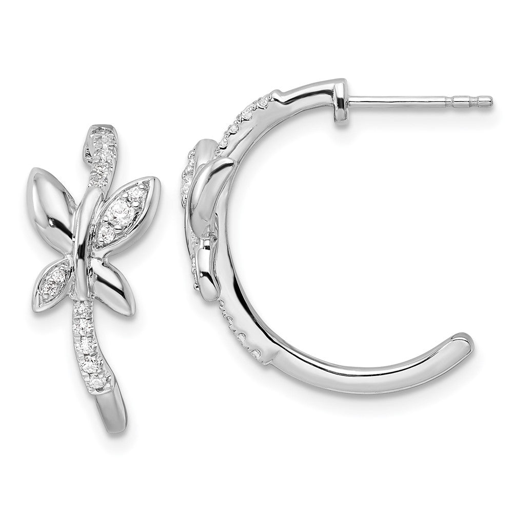 14K White Gold 1/5 Ct Lab Grown Diamond Butterfly J-Hoop Earrings VS/SI, G