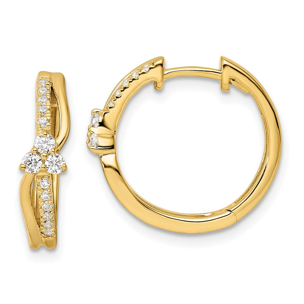 14k Yellow Gold 1/3 carat Lab Grown Diamond Fashion Hinged Hoop Earrings VS/SI, G