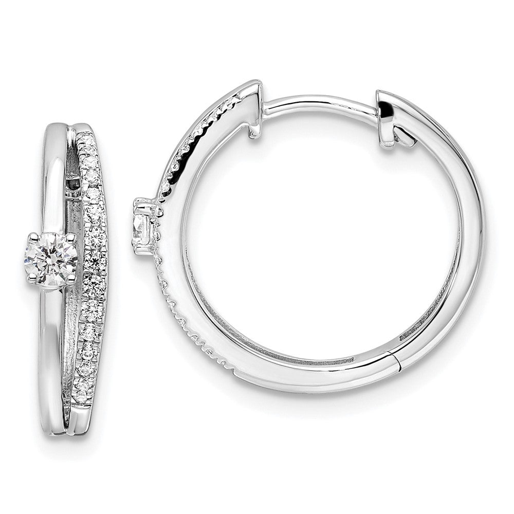 14k White Gold 3/8 carat Lab Grown Diamond Fashion Hinged Hoop Earrings VS/SI, G