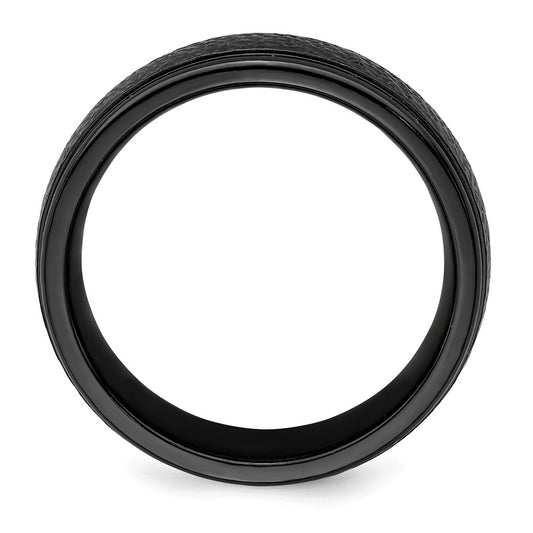 Edward Mirell Titanium Black Ti Hammered 7mm Band Ring