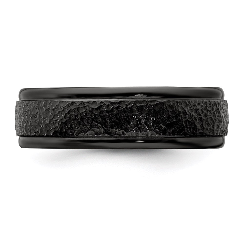 Edward Mirell Titanium Black Ti Hammered 7mm Band Ring