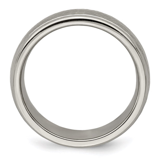Edward Mirell Titanium Brushed & Polished Hammered 7mm Band Ring