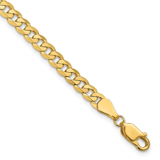 14k Yellow Gold 4.75mm Flat Beveled Curb Link Bracelet with Lobster Clasp 7"