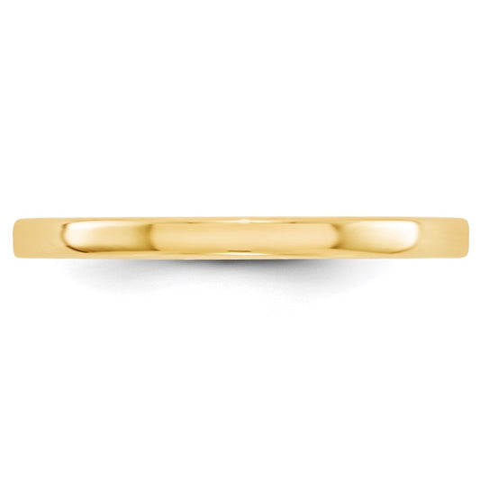 14k Yellow Gold 2mm Lightweight Flat Wedding Band Ring