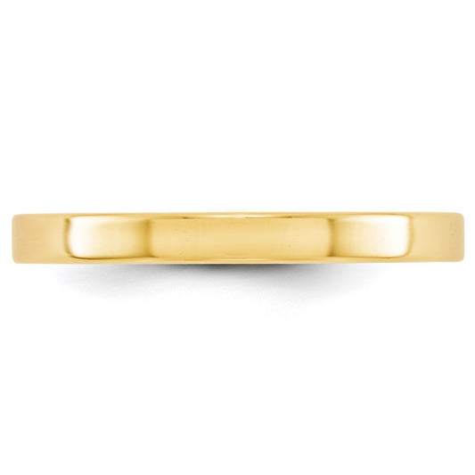 14k Yellow Gold 2.5mm Lightweight Flat Wedding Band Ring