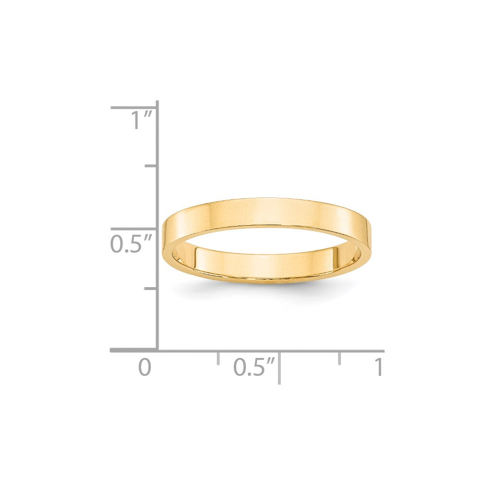 14k Yellow Gold 3mm Lightweight Flat Wedding Band Ring